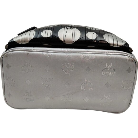 (L5) Authentic MCM Backpack Bag Silver PVC Luxury Vintage Designer Handbag - Picture 4 of 9